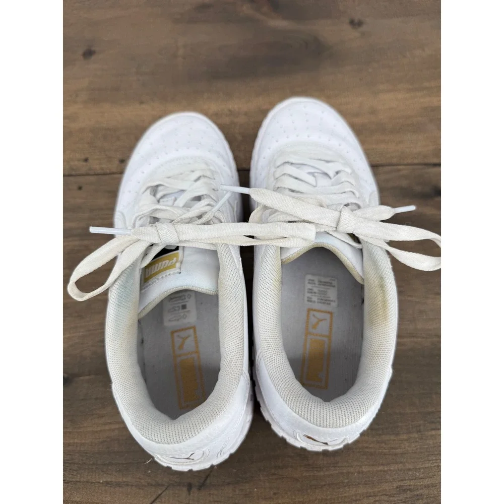 Puma Cali Wedge Womens White Leather Chunky Platform Sneakers Size 7.5